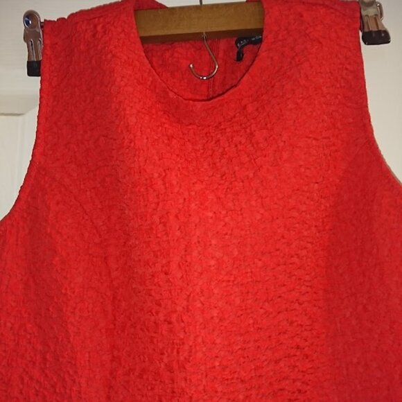 Zara Red Fit & Flare Jacquard Dress Mini size M medium - Picture 5 of 8